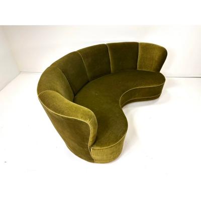 Fritz Hansen 1940s Danish Curved Sofa