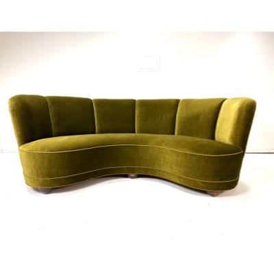 Fritz Hansen 1940s Danish Curved Sofa