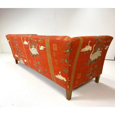 Fritz Hansen 1940s Danish Sofa Upholstered in Vintage Designer Swan Upholstery