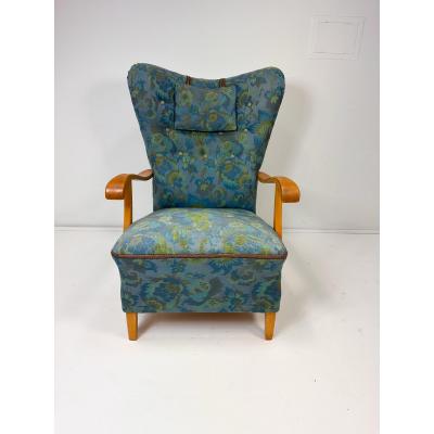 Fritz Hansen 1950s Swedish High Back Lounge Chair