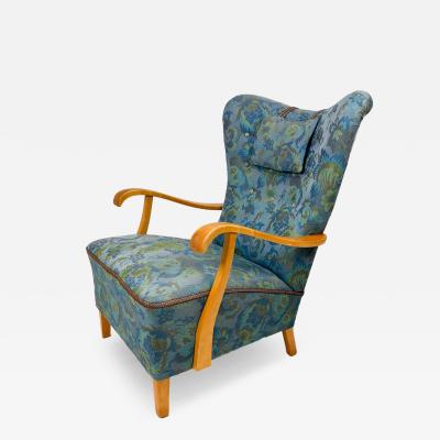 Fritz Hansen 1950s Swedish High Back Lounge Chair