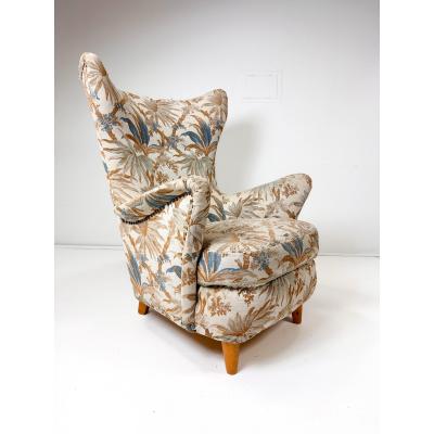 Fritz Hansen 1950s Swedish High Back Lounge Chair