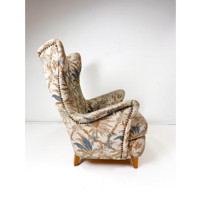 Fritz Hansen 1950s Swedish High Back Lounge Chair