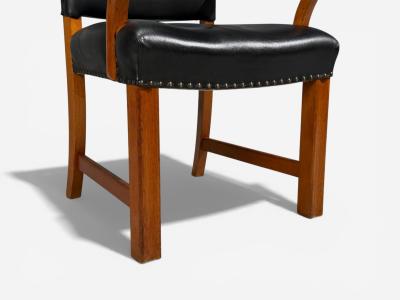 Fritz Hansen Danish Modern Armchairs Black Leather Bentwood Denmark 1960s