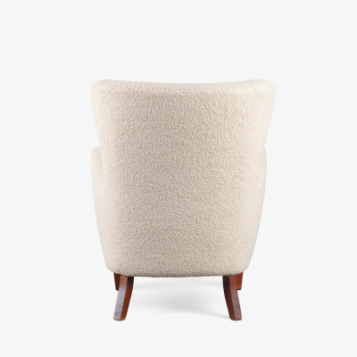 Fritz Hansen Danish Wing Chair in the Style of Fritz Hansen in Faux Shearling Boucl 