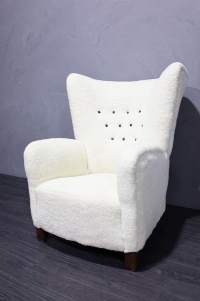 Fritz Hansen Fritz Hansen Attributed Lounge Chair in Sheepskin Upholstery Model 1672