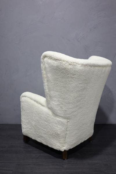 Fritz Hansen Fritz Hansen Attributed Lounge Chair in Sheepskin Upholstery Model 1672