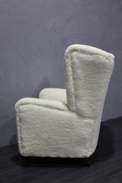 Fritz Hansen Fritz Hansen Attributed Lounge Chair in Sheepskin Upholstery Model 1672