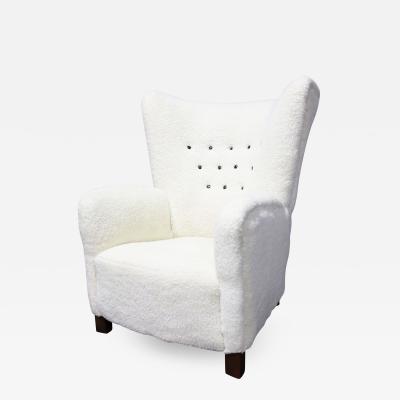 Fritz Hansen Fritz Hansen Attributed Lounge Chair in Sheepskin Upholstery Model 1672