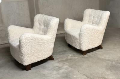 Fritz Hansen Fritz Hansen Model 1669 Pair of Easy Chairs Denmark 1940s