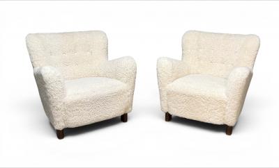 Fritz Hansen Fritz Hansen Model 1669 Pair of Easy Chairs Denmark 1940s