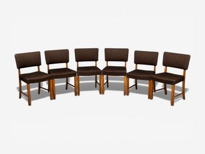Fritz Hansen Fritz Hansen Six Dining Chairs Oak Wool Denmark 1930s