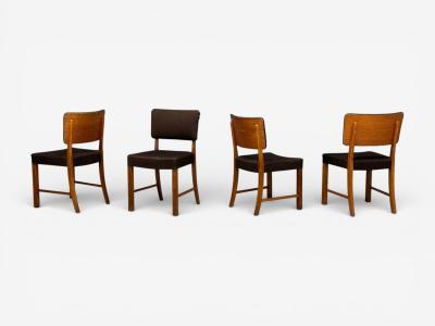 Fritz Hansen Fritz Hansen Six Dining Chairs Oak Wool Denmark 1930s