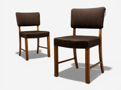 Fritz Hansen Fritz Hansen Six Dining Chairs Oak Wool Denmark 1930s