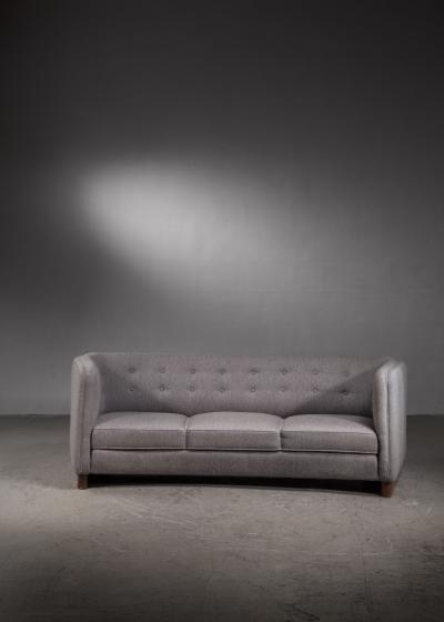 Fritz Hansen Fritz Hansen grey three seater sofa Denmark 1940s