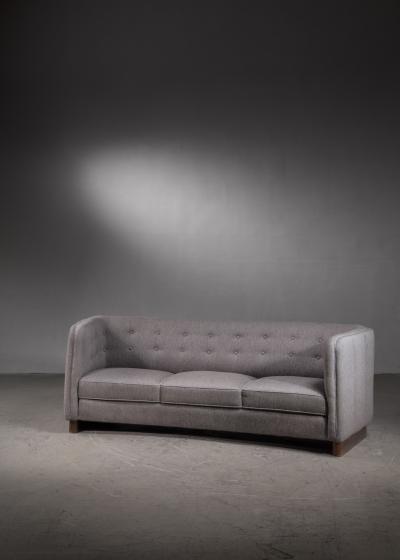 Fritz Hansen Fritz Hansen grey three seater sofa Denmark 1940s