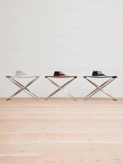 Fritz Hansen POUL KJAERHOLM PK91 FOLDING STOOL IN RUSTIC LEATHER