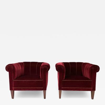 Fritz Hansen Pair of 1940s Swedish Lounge Chairs