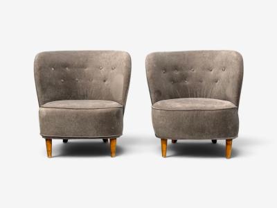 Fritz Hansen S ren Hansen Lounge Chairs Wool Beech Denmark 1940s