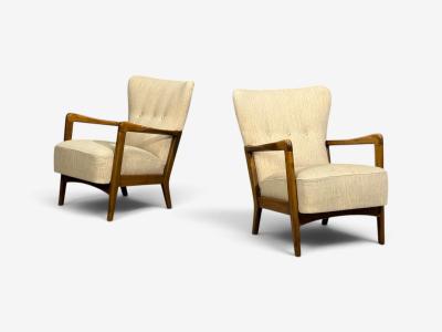 Fritz Hansen S ren Hansen Lounge Chairs Wool Beech Denmark 1940s