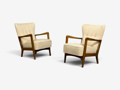 Fritz Hansen S ren Hansen Lounge Chairs Wool Beech Denmark 1940s