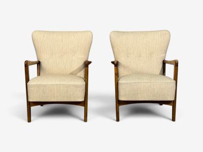 Fritz Hansen S ren Hansen Lounge Chairs Wool Beech Denmark 1940s