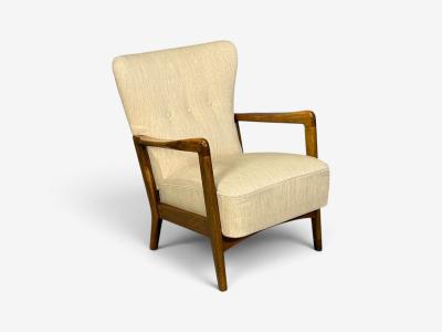 Fritz Hansen S ren Hansen Lounge Chairs Wool Beech Denmark 1940s
