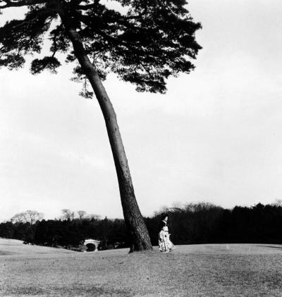 Fritz Henle Woman Walking in Meiji Shrine Park Tokyo Japan