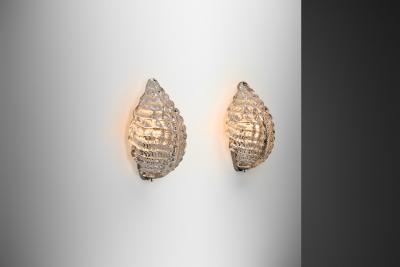 Fritz Kurz Pair of Glass Leaf Wall Lamps by Fritz Kurz Attr Sweden Mid 20th Century