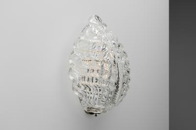 Fritz Kurz Pair of Glass Leaf Wall Lamps by Fritz Kurz Attr Sweden Mid 20th Century