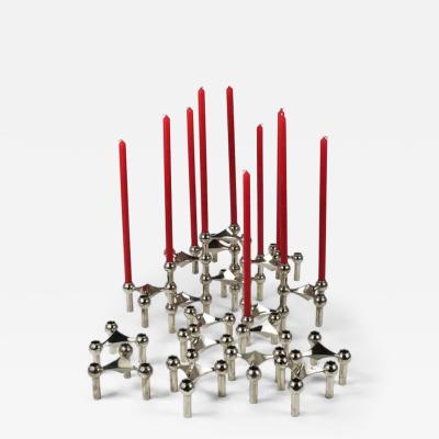 Fritz Nagel Large Set of Stoff Nagel Sculptural Stackable Candleholders with Candles 1960s
