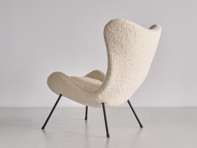 Fritz Neth Fritz Neth Madame Lounge Chair in White Nobilis Boucl Correcta Germany 1958