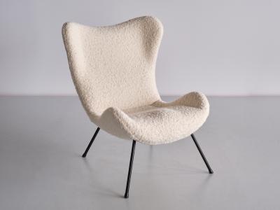 Fritz Neth Fritz Neth Madame Lounge Chair in White Nobilis Boucl Correcta Germany 1958