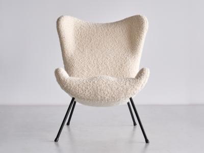 Fritz Neth Fritz Neth Madame Lounge Chair in White Nobilis Boucl Correcta Germany 1958