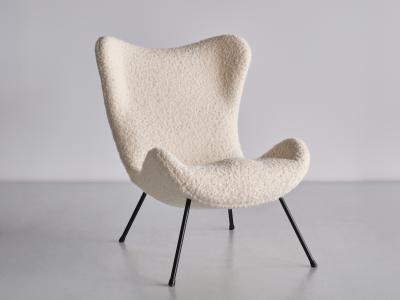 Fritz Neth Fritz Neth Madame Lounge Chair in White Nobilis Boucl Correcta Germany 1958