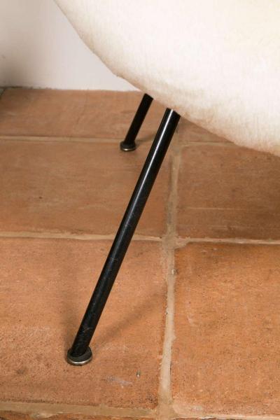 Fritz Neth Fritz Neth Pair of Chairs Newly Covered in Raw White Wool Teddy Bear Cloth