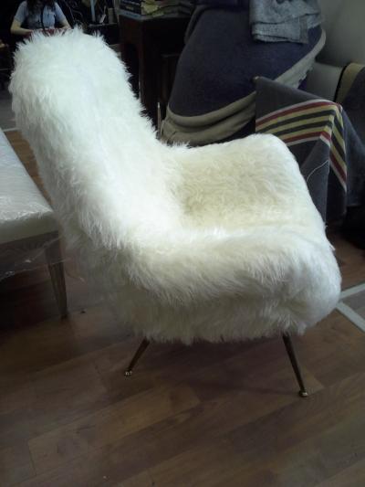 Fritz Neth Fritz Neth Pair of Comfy Lounge Chairs Newly Covered in Sheep Skin Fur