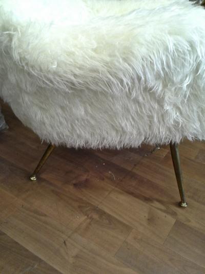 Fritz Neth Fritz Neth Pair of Comfy Lounge Chairs Newly Covered in Sheep Skin Fur