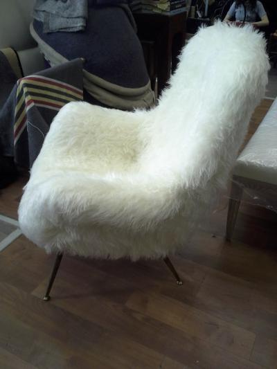 Fritz Neth Fritz Neth Pair of Comfy Lounge Chairs Newly Covered in Sheep Skin Fur