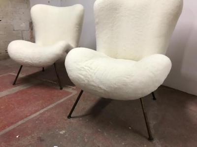 Fritz Neth Fritz Neth rarest pair of chairs newly covered in wool faux fur