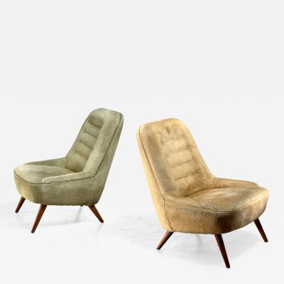 Fritz Neth Pair of German velour club chairs 1950s