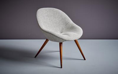 Fritz Neth Pair of newly upholstered Fritz Neth Lounge Cocktail Chair Chairs in Gray Grey