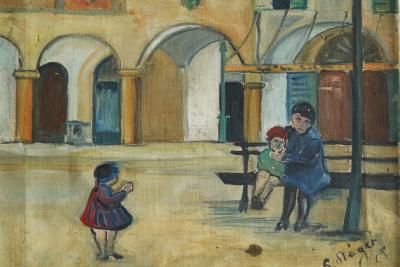 Fritz St ger Fritz St ger Wonderful and Highly Naive Oil on Canvas Switzerland 1928