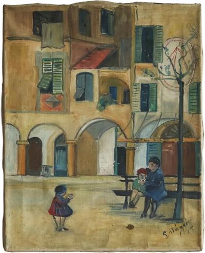 Fritz St ger Fritz St ger Wonderful and Highly Naive Oil on Canvas Switzerland 1928