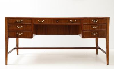 Frode Holm Frode Holm For Illums Bolighus Mahogany Executive Desk With Brass Hardware