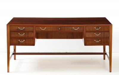 Frode Holm Frode Holm For Illums Bolighus Mahogany Executive Desk With Brass Hardware