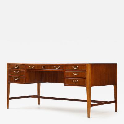 Frode Holm Frode Holm For Illums Bolighus Mahogany Executive Desk With Brass Hardware