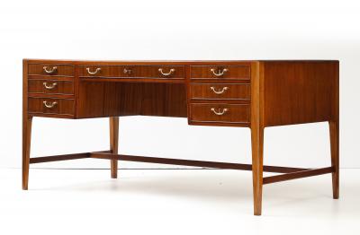 Frode Holm Frode Holm For Illums Bolighus Mahogany Executive Desk With Brass Hardware