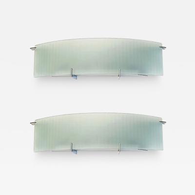Frosted Curved Glass Wall Sconces Two Pairs Available