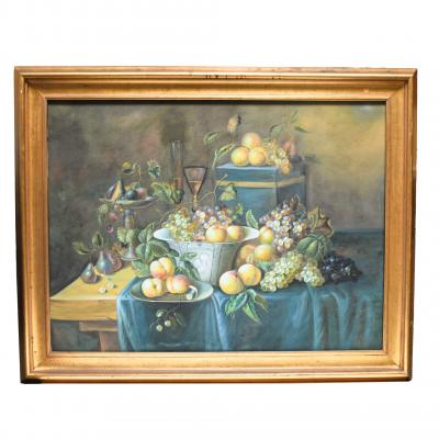 Fruit on Table Oil on Canvas Contemporary